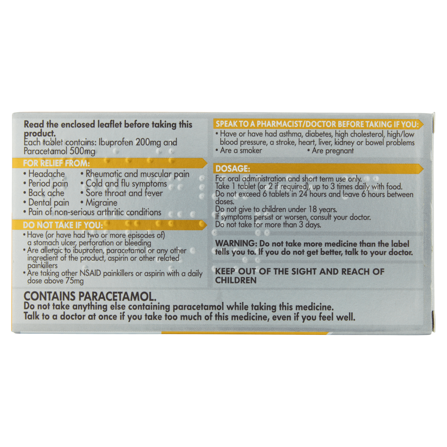 Nuromol 200mg/500mg Tablets (24 Tablets)